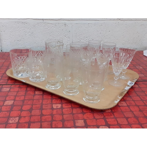 176 - Tray of Cut Glass Tumblers & Glasses.