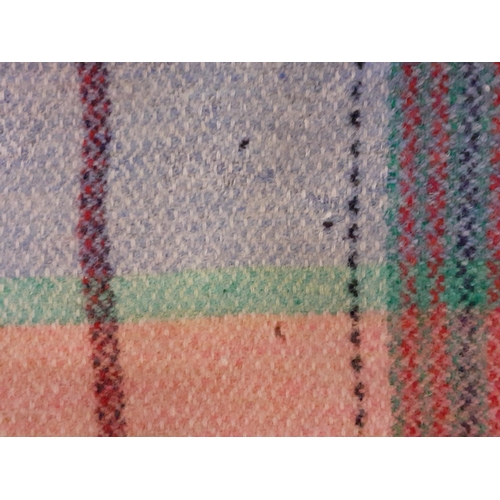 2 - Pink & Green Chequered Welsh Blanket with Fringe Ends - three holes.