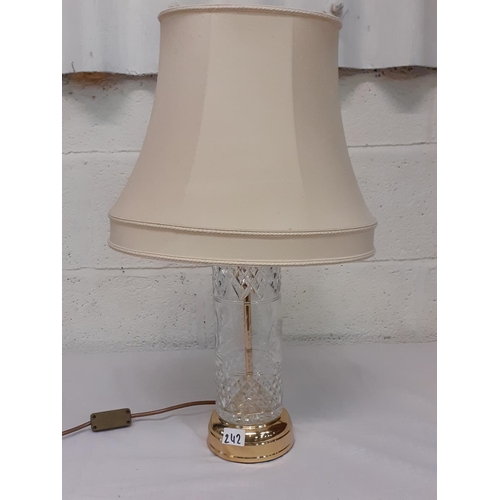 242 - Cut Glass Based Table Lamp with Shade.