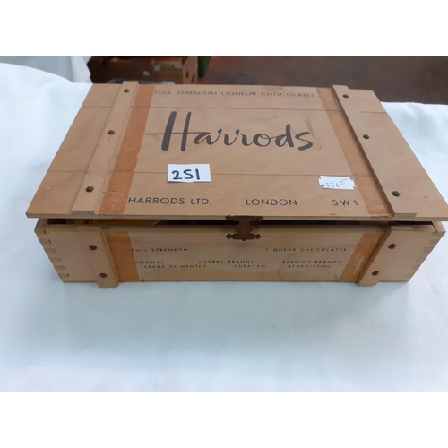 251 - Wooden Harrods Box & Quantity of Vintage Buttons.