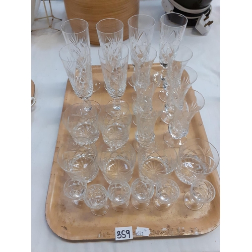 359 - Tray of Brierley Crystal Drinking Glasses.