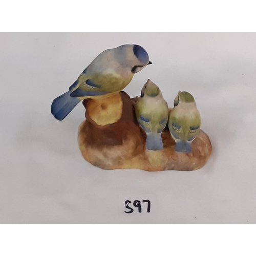 397 - Royal Crown Derby Blue Tit & Chicks Figure c.1966.