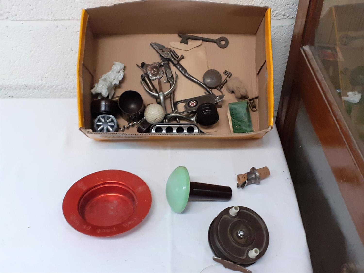 Box to Include WW1 Spurs, Bakelite Pieces, The Leemore Vintage