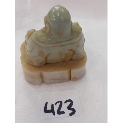 423 - Small Possibly Jade Sitting Buddha Figure.