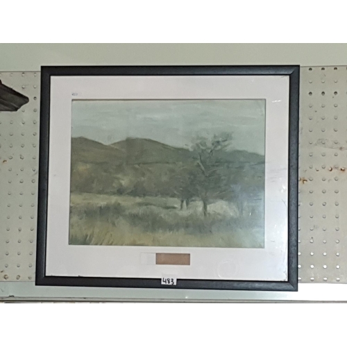 483 - Black Framed & Glazed Painting of Field.