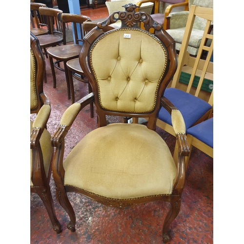 495 - Pair of Button Back Carved Mahogany Framed Bedroom Chairs.