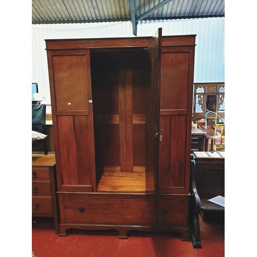 521 - Large Mahogany Single Mirrored Door Wardrobe with Full Length Single Drawer to Base - approx 2m high... 