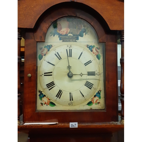 547 - Large Vintage Oak Cased Grandfather Clock.