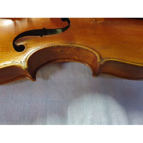 216 - Late 19th Century Watkin Thomas of Swansea Violin in Veneered Oak Case with Bow and Mother of Pearl ... 