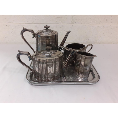 187 - Four Piece Plated Tea Service on Tray.