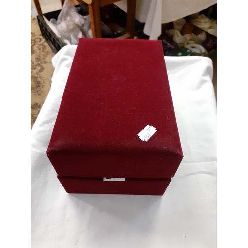 267 - Velvet Jewellery Box & Quantity of Jewellery to Include Cufflinks, Earrings, Brooch etc.