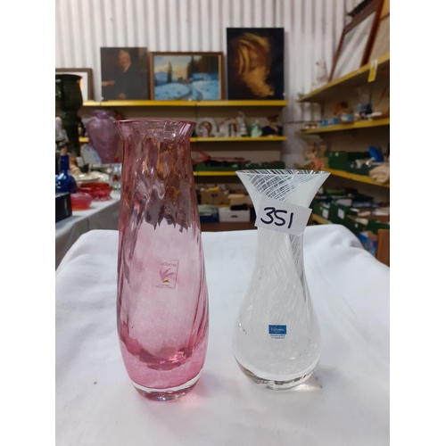 351 - Caithness Glass Small Vase & Caithness Cranberry Glass Vase.