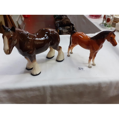 373 - Two Horse Figures - one shire & one bay.