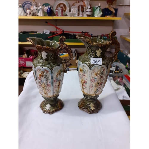 389 - Pair of Vintage Tall Ewers - approx 11