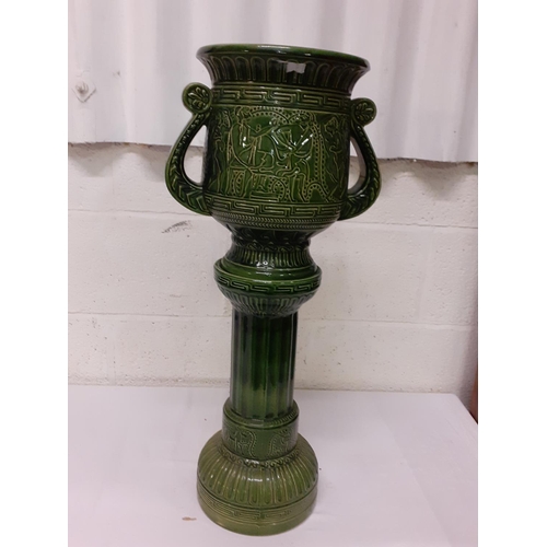 392A - West German Green Jardinière on Stand - approx 70cm tall.