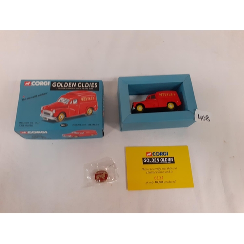 408 - Boxed Corgi Limited Edition Golden Oldies Nestlé’s Morris 1000 Van 06502 with Certificate.