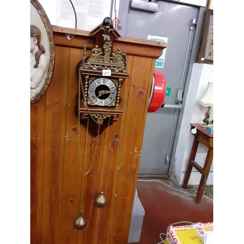 497 - Franz Hermle Ornate Wall Clock with Weights.