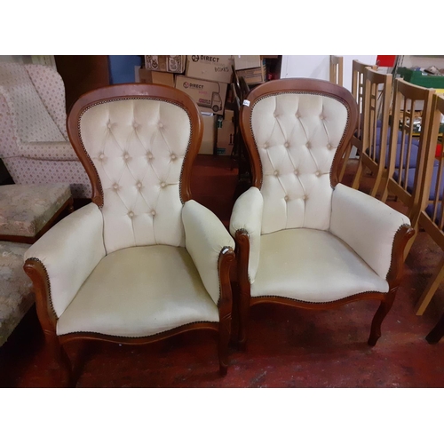 524C - Pair of Mahogany Framed Button Back Nursing/Bedroom Chairs.