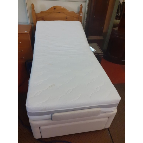 527 - Single Electrical Bed with Pine Headboard & Mattress.