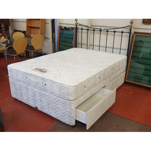 530 - Double Divan Bed with Four Drawers, Metal Headboard & Rest Assured Crown 500 Mattress.