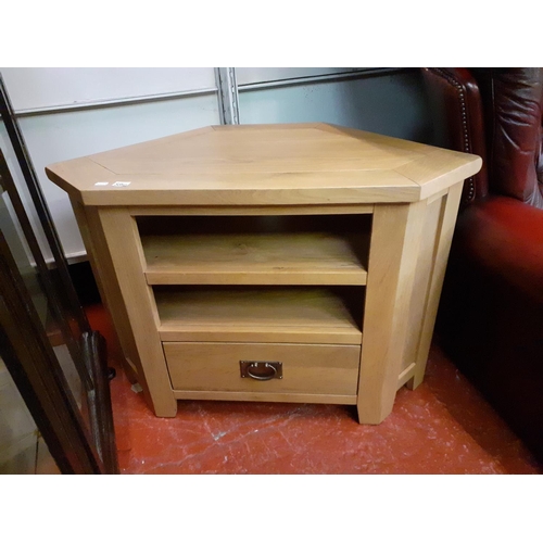 536 - Corner TV Unit with One Drawer & Two Shelves - approx 65cm tall.