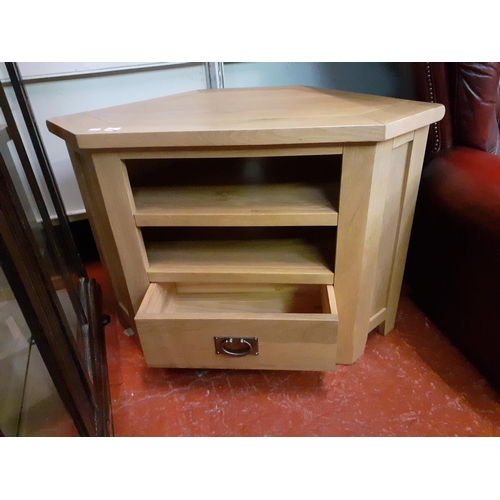 536 - Corner TV Unit with One Drawer & Two Shelves - approx 65cm tall.