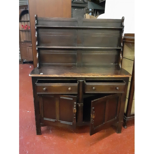 538 - Vintage Dark Oak Dresser with Two Drawers & Two Doors - approx 151cm tall, 122cm wide & 45cm deep.