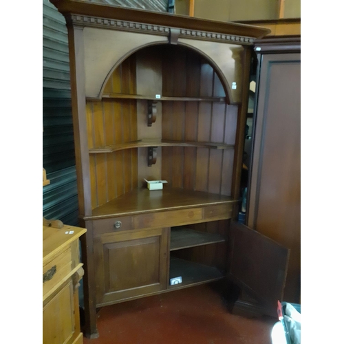 541 - Large Mahogany Corner Cabinet with Open Top over Double Cupboard and Three Storage Sections - Approx... 