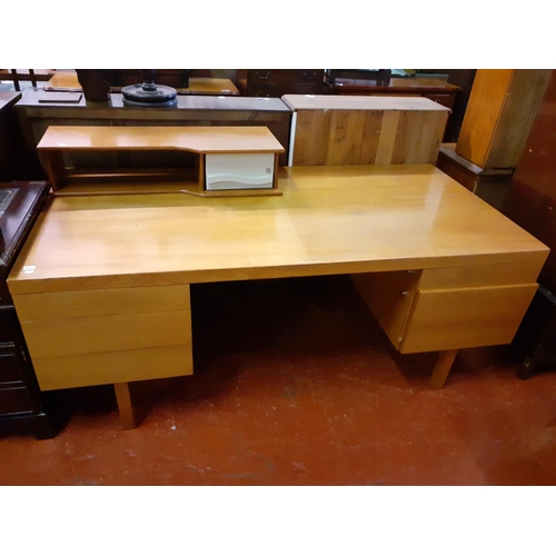 555 - Large Office Desk with Five Drawers & Safe with Key - approx 91cm tall, 183cm wide & 92cm deep.