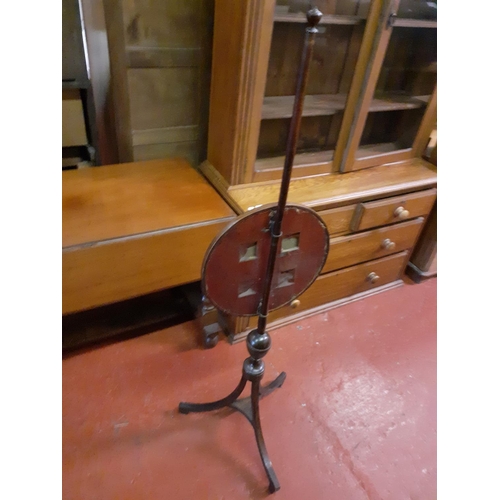 578 - Victorian Mahogany Fire Screen Pole with Needle Work Inlay.