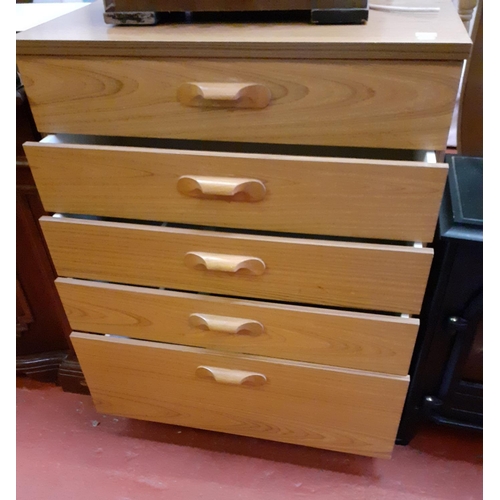 606 - Five Drawer Chest of Drawers - approx 95cm tall, 76cm wide & 45cm deep.