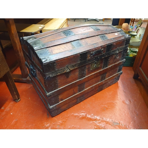 612 - Vintage Solid Pine Dome Top Chest - Approx 23