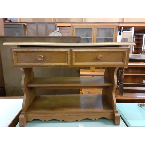 633 - Oak Table with Two Drawers.