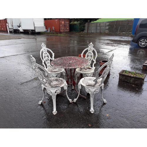 671 - Cast Aluminium Table & Four Garden Chairs.