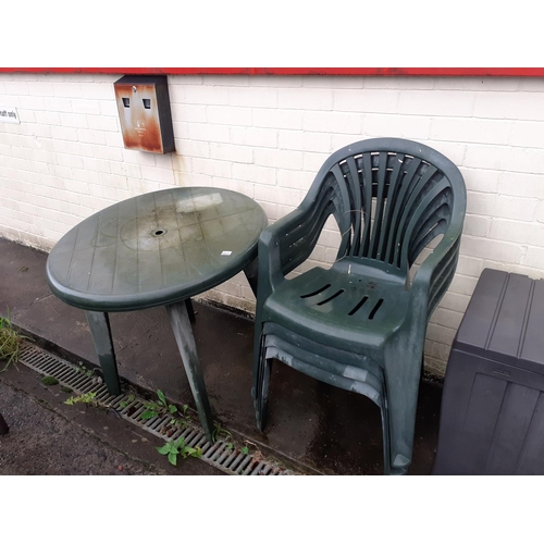 649 - Plastic Patio Garden Table & Four Chairs.