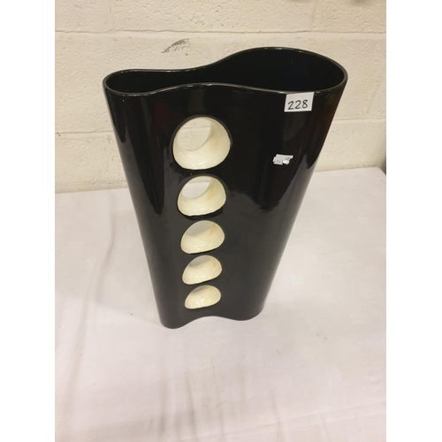 228 - Large Modern Art Black & Cream Vase - approx 50cm tall.