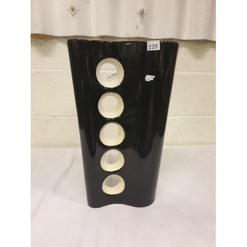 228 - Large Modern Art Black & Cream Vase - approx 50cm tall.