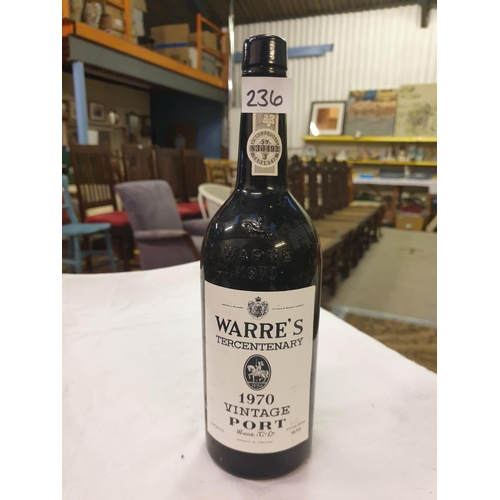 236 - Sealed Bottle of Warre's Tercentenary 1970 Port.