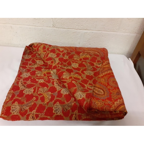 26 - Red Paisley Hand Crafted Bed Comforter.