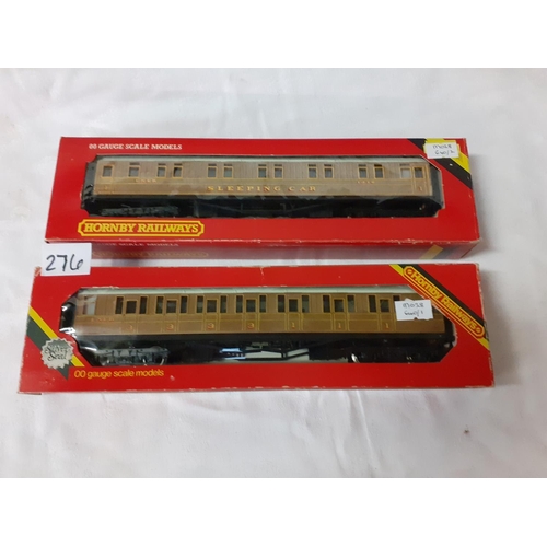 276 - Boxed Hornby Railways 00 Gauge L.N.E.R. Coach Brake Composite R.436 & L.N.E.R. Sleeping Car R.448.