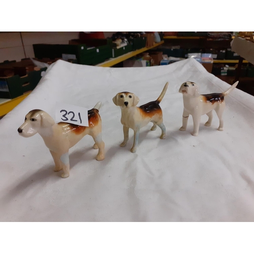 321 - Set of Three Beswick Hunting Hounds - all at fault.