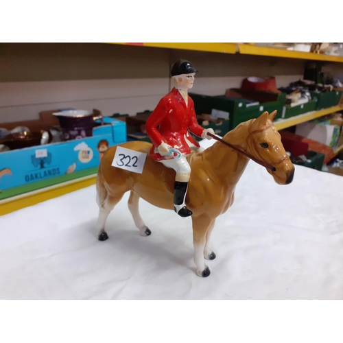 322 - Vintage Huntsman on Horse Figure - some paint chips.