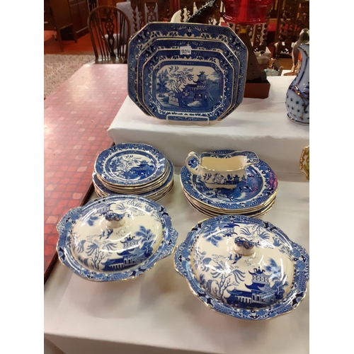 324 - 24 Piece Burleigh Ware Blue & White Willow Pattern Dinner Service.