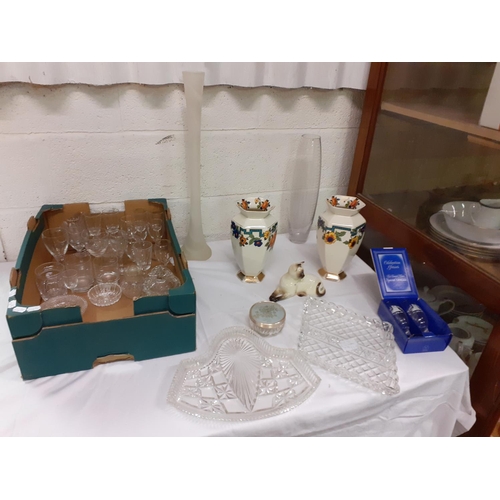 41 - Selection of Glass Vases & Pair of Falcon Ware Large Vases.