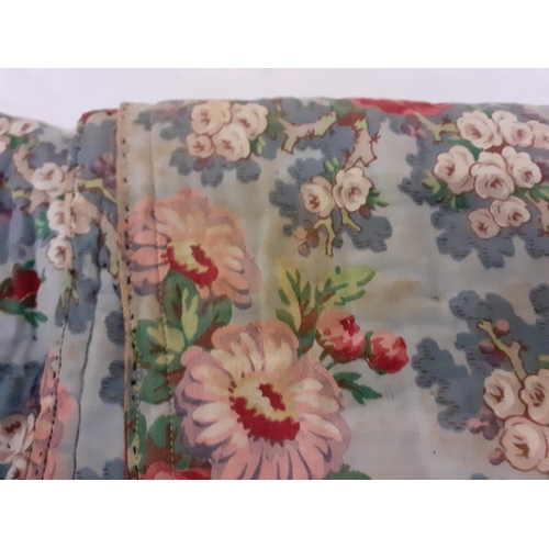 48 - Blue Floral Hand Crafted Bed Comforter.