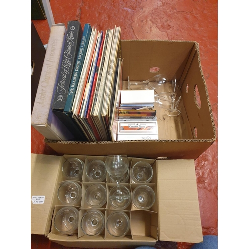 110 - Box of Glasses, LP Records, CD's etc.