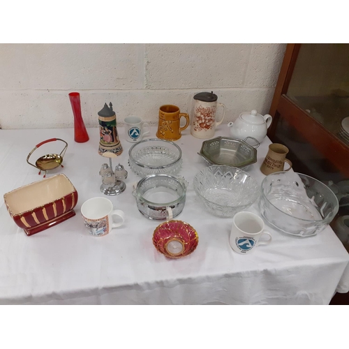 155 - Box to Include China, Glass Ware, Tankards, Bowls, Teapot etc.