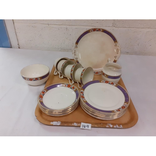 169 - 20 Piece Scotch Ivory Floral Rimmed Vintage Part Tea Set.