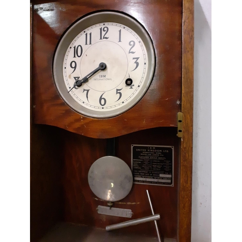 193 - Large IBM International Cased Wall Clock.