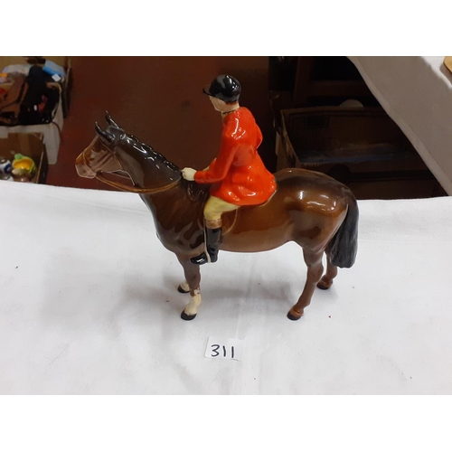 311 - Beswick Huntsman on Horse Figure - repairs to head legs & tail.